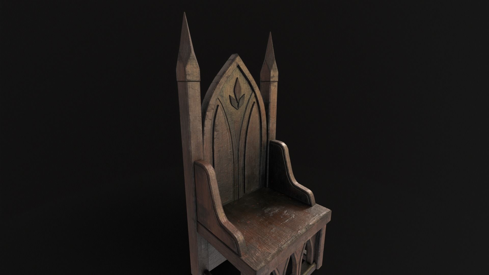 Gothic Church Chair  Low-poly 3D model_18