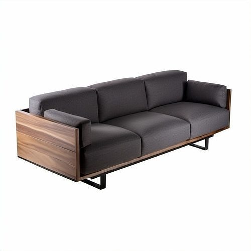 Sofa - Living Room Wood Sofa 3D model 3D model