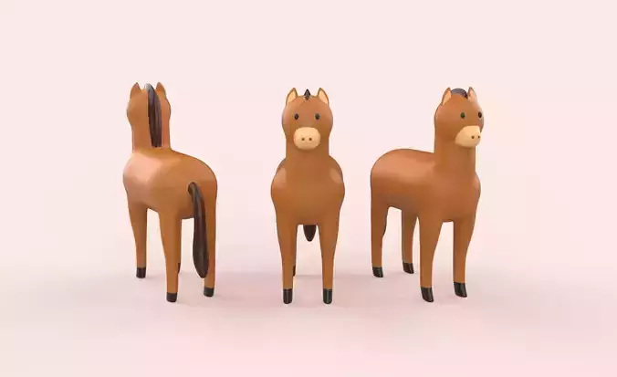 Cartoon Horse Animal Style Cute Low-poly 3D model