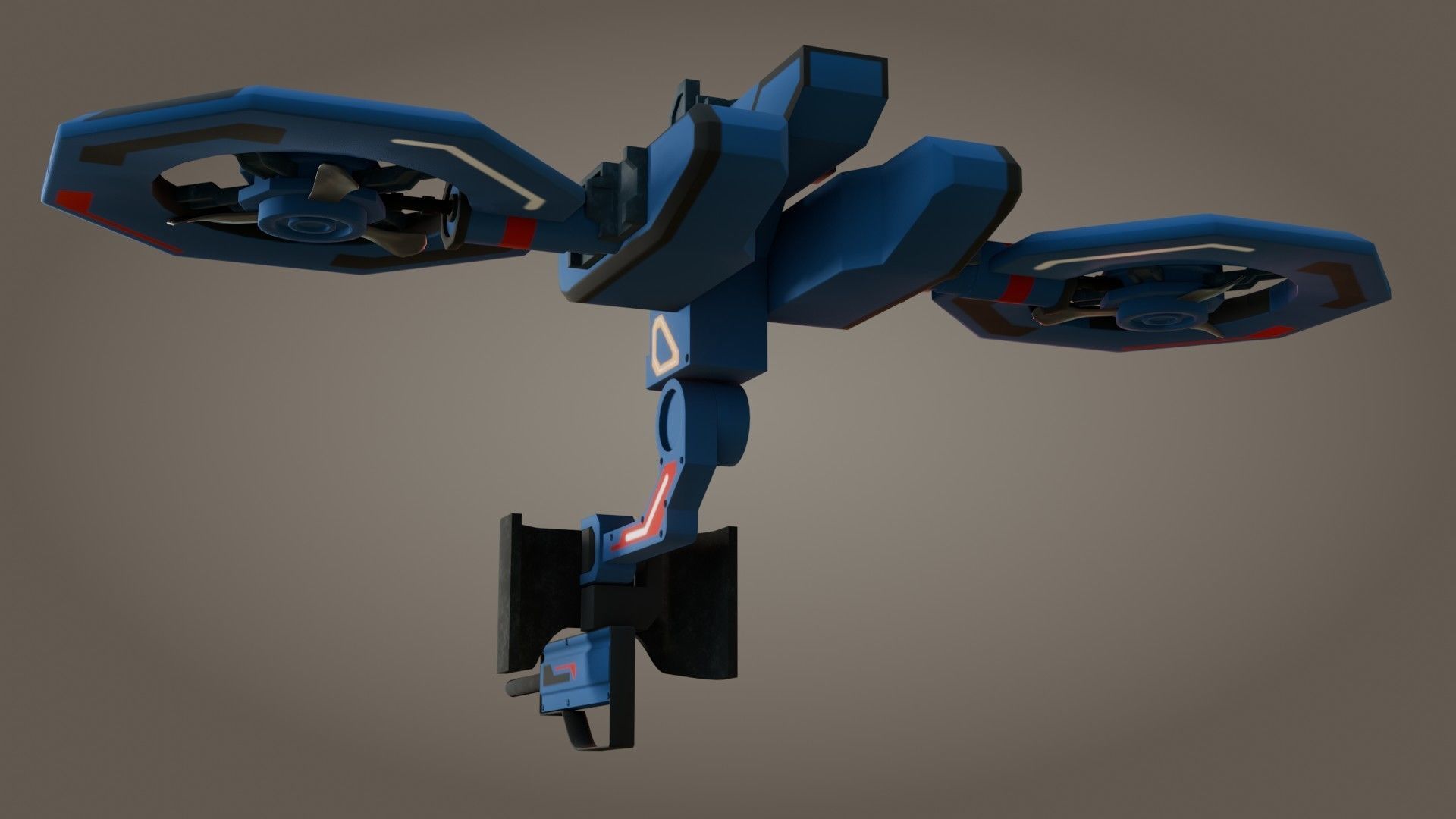Sci-Fi Drone - Low Poly - Game Ready - PBR Low-poly 3D model_5