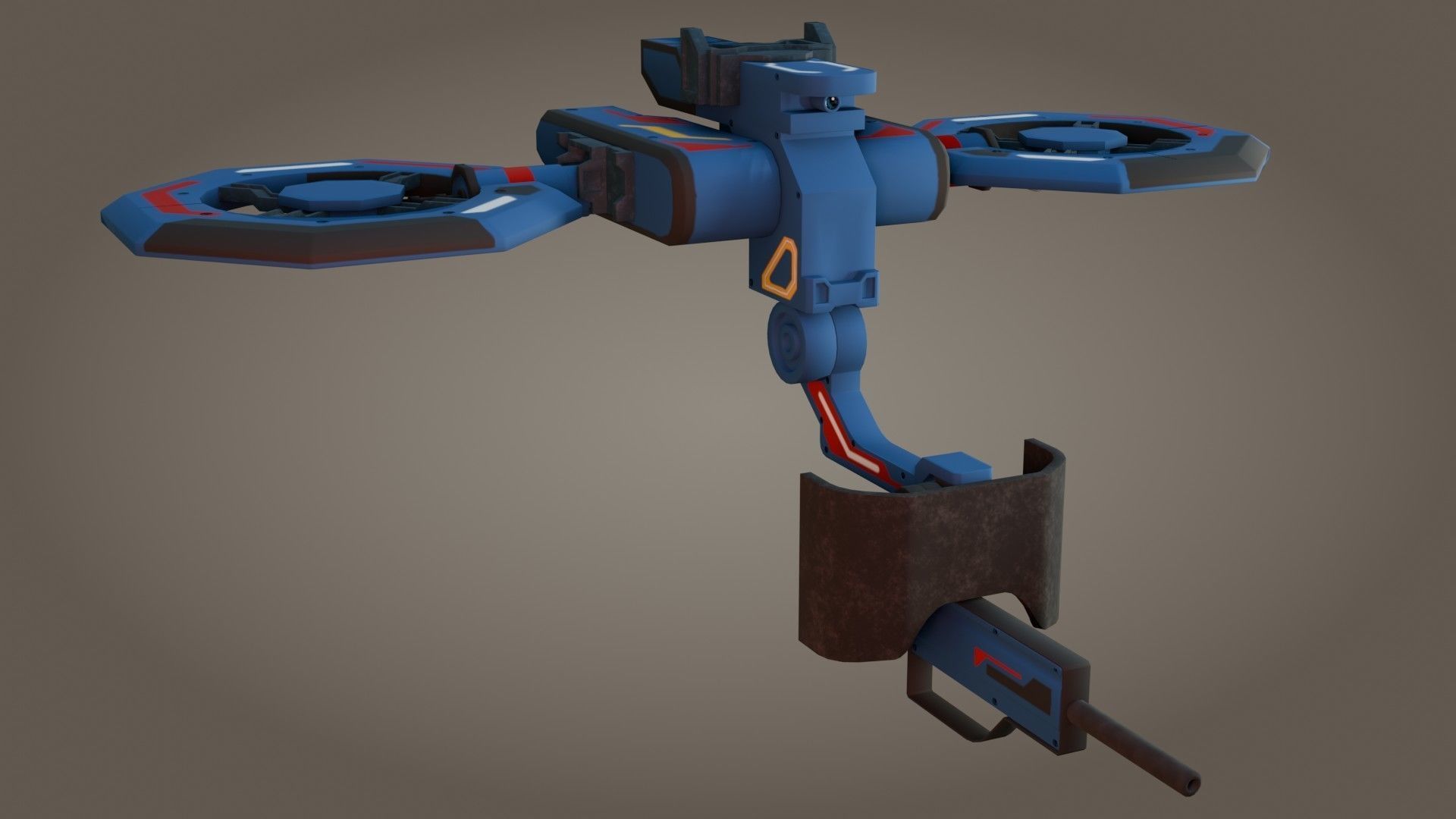 Sci-Fi Drone - Low Poly - Game Ready - PBR Low-poly 3D model_8
