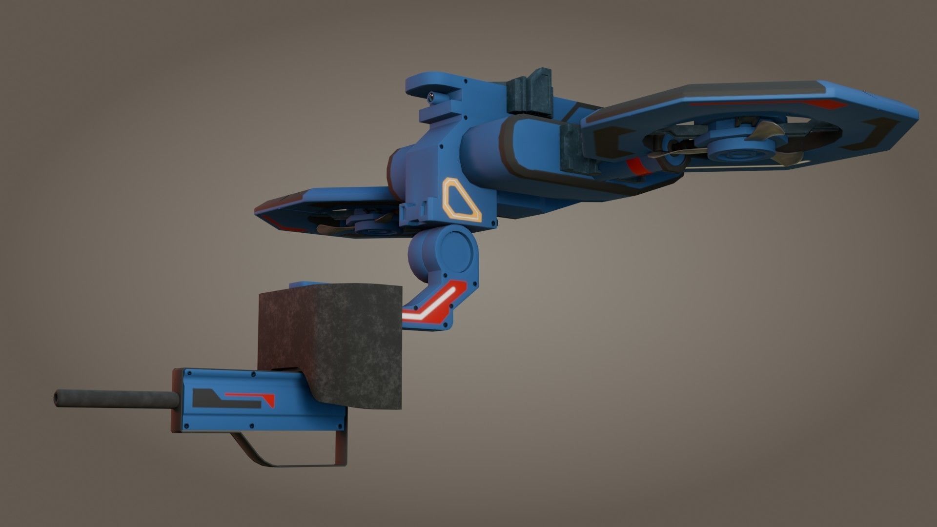 Sci-Fi Drone - Low Poly - Game Ready - PBR Low-poly 3D model_7