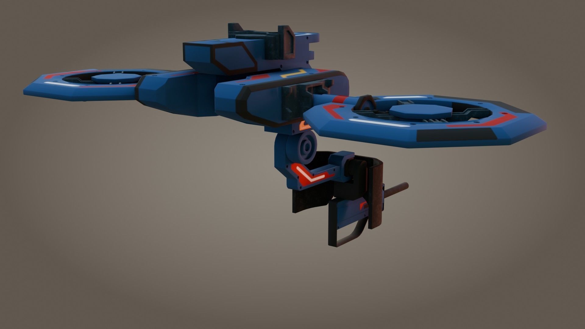 Sci-Fi Drone - Low Poly - Game Ready - PBR Low-poly 3D model_4