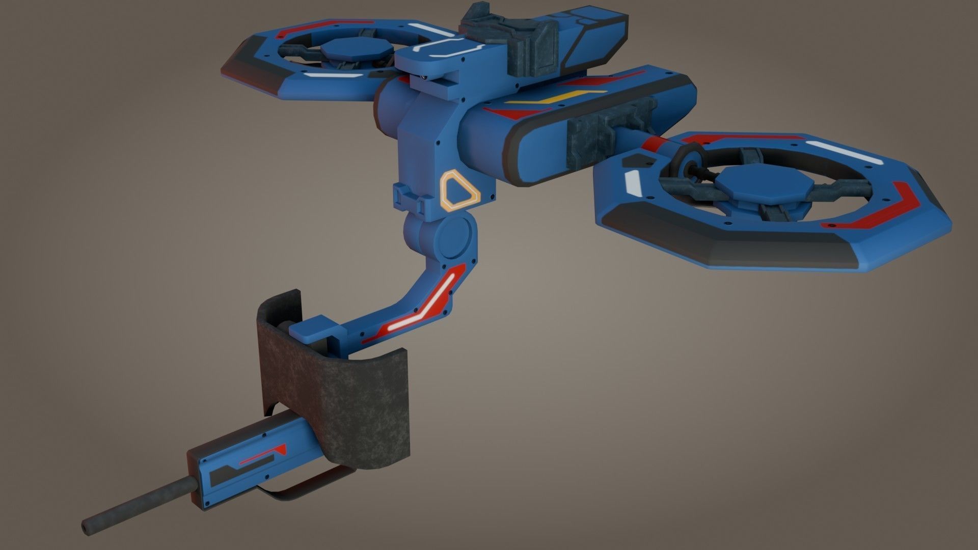 Sci-Fi Drone - Low Poly - Game Ready - PBR Low-poly 3D model_9