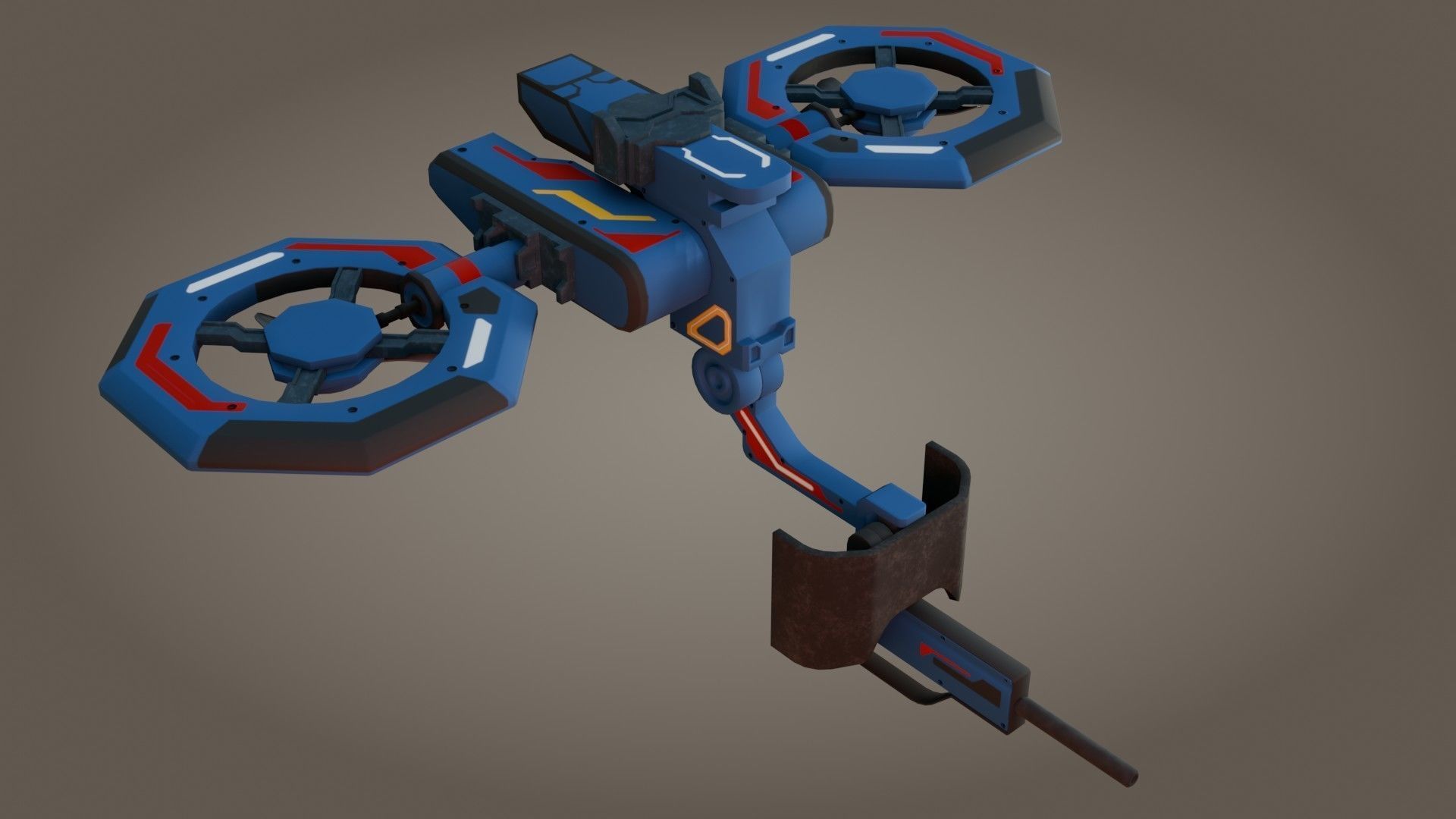 Sci-Fi Drone - Low Poly - Game Ready - PBR Low-poly 3D model_2