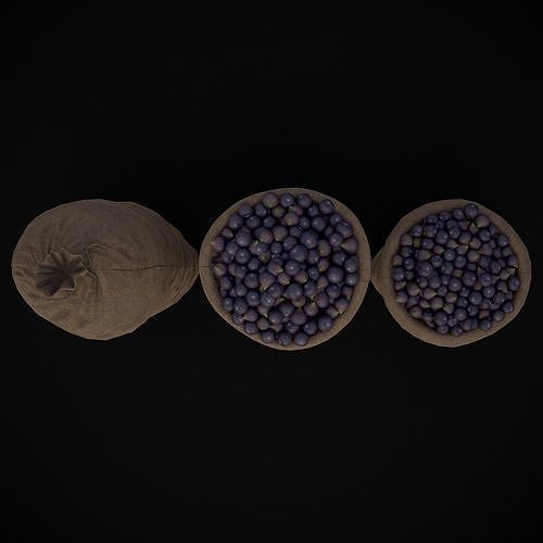 Burlap Sacks of Figs Low-poly 3D model 5
