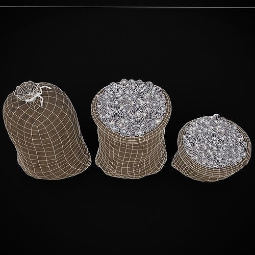 Burlap Sacks of Figs Low-poly 3D model 4