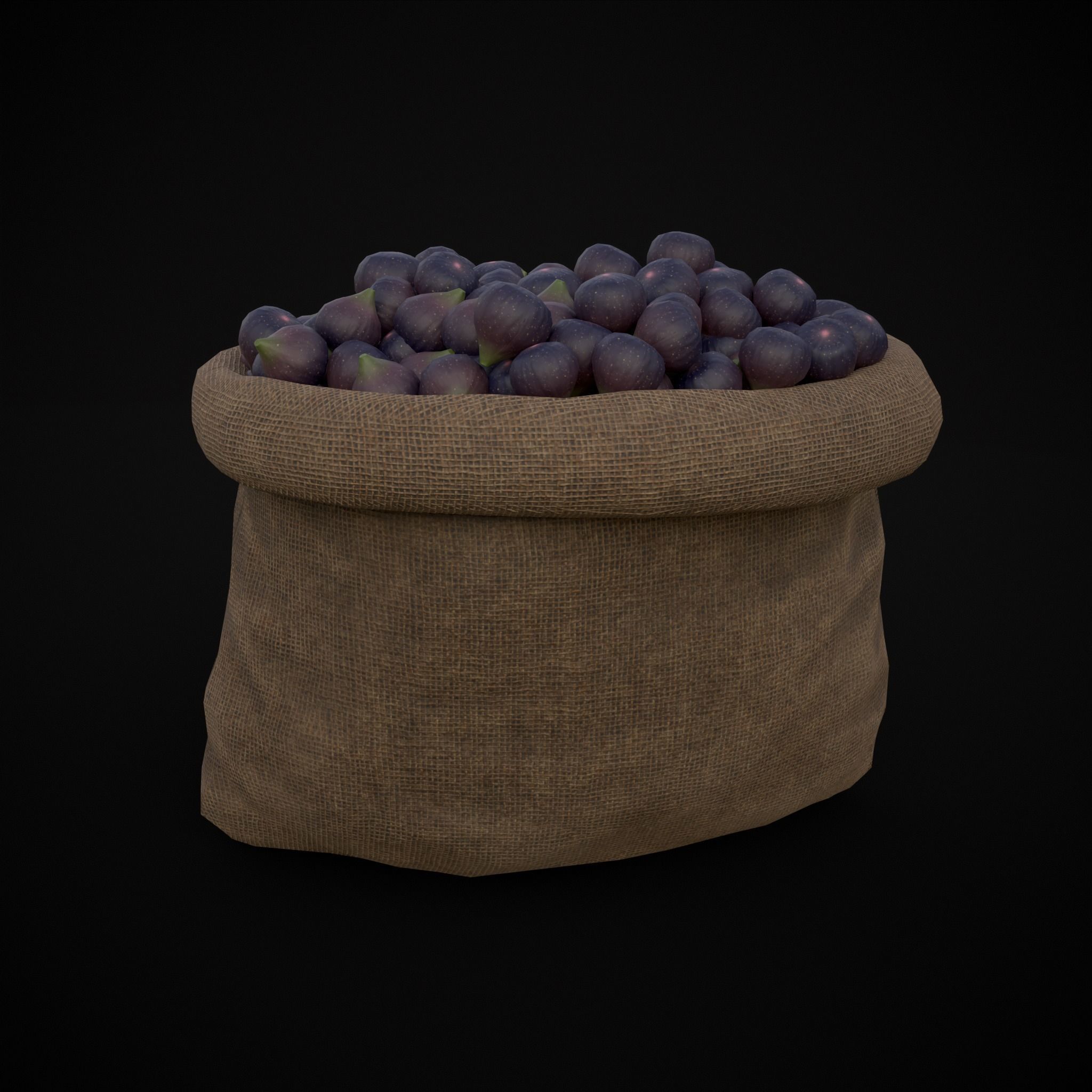 Burlap Sacks of Figs Low-poly 3D model_15