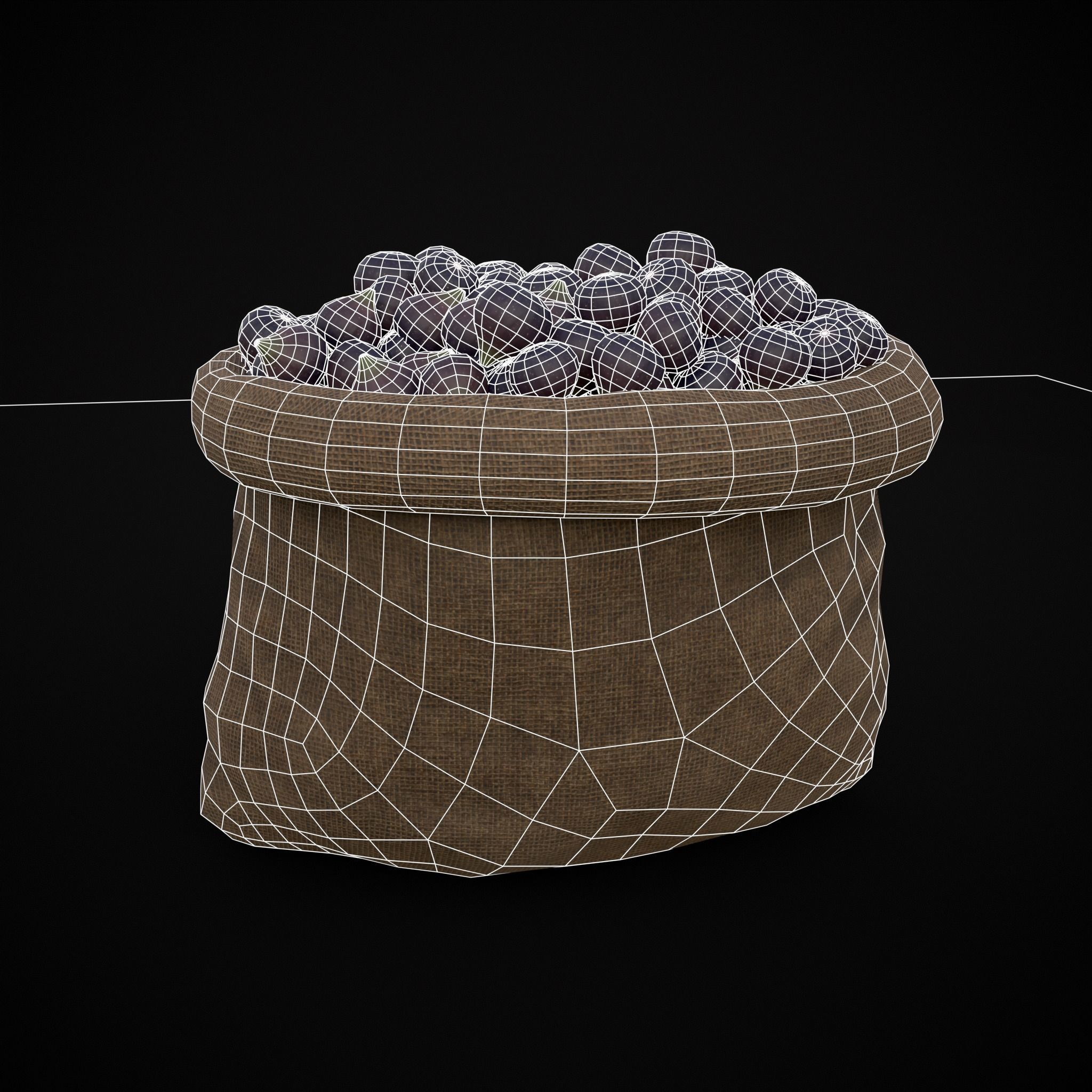 Burlap Sacks of Figs Low-poly 3D model_16