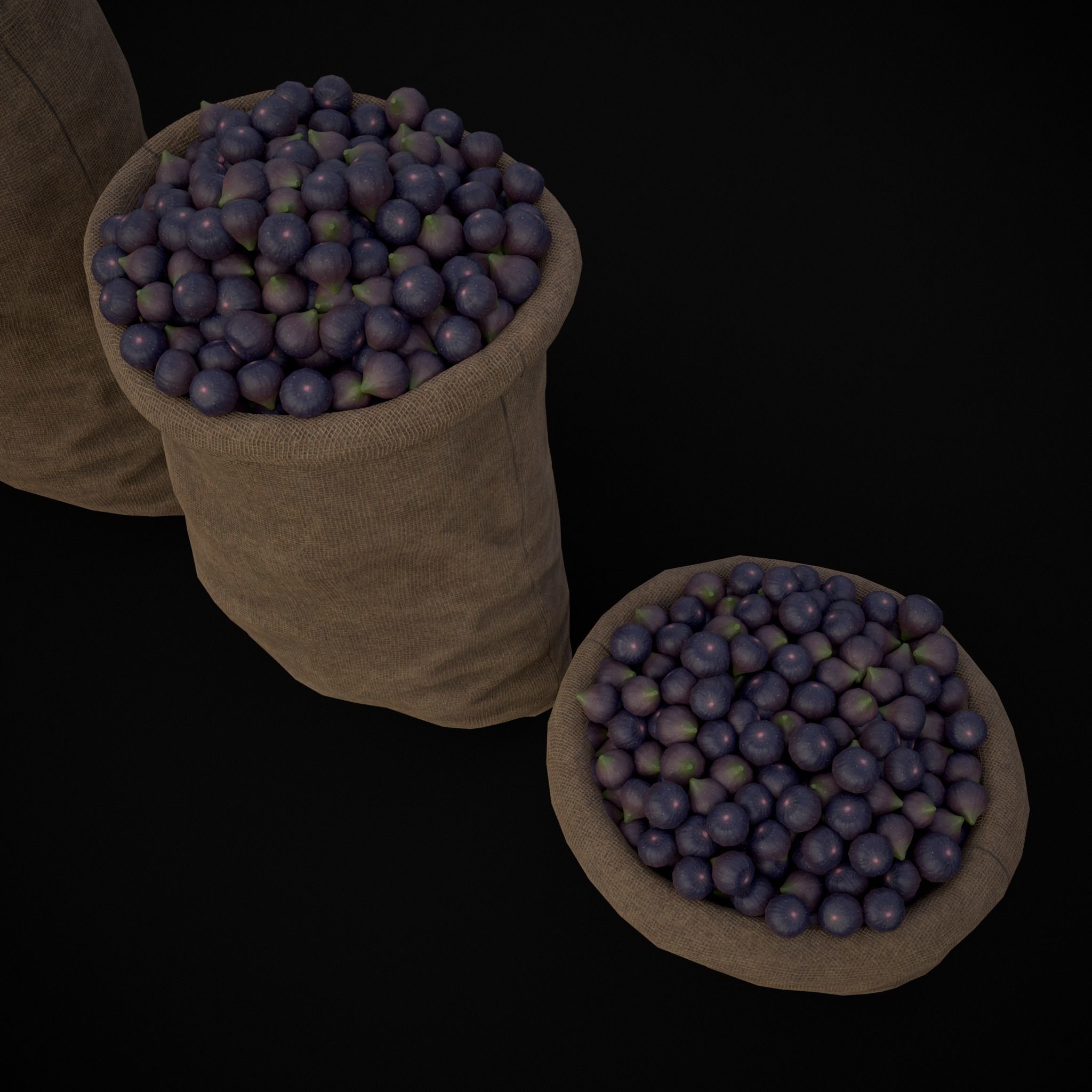 Burlap Sacks of Figs Low-poly 3D model_17