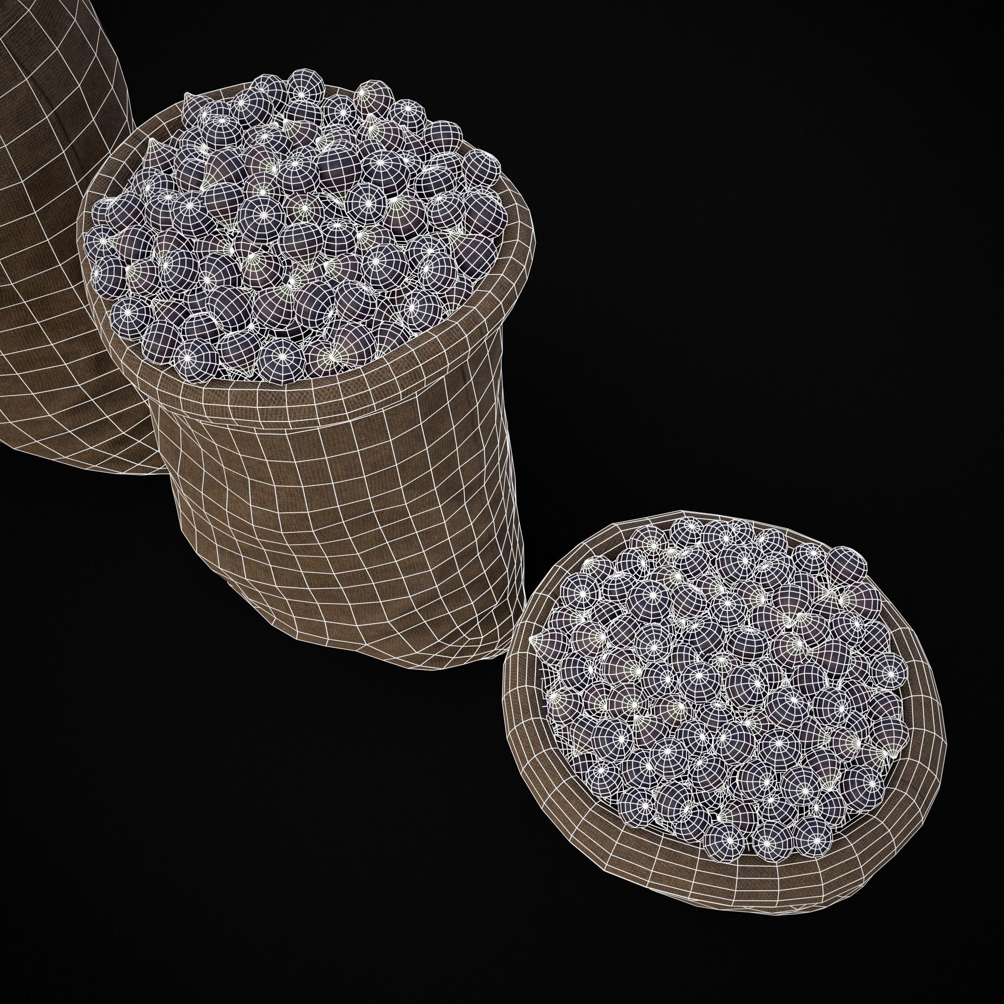 Burlap Sacks of Figs Low-poly 3D model_18