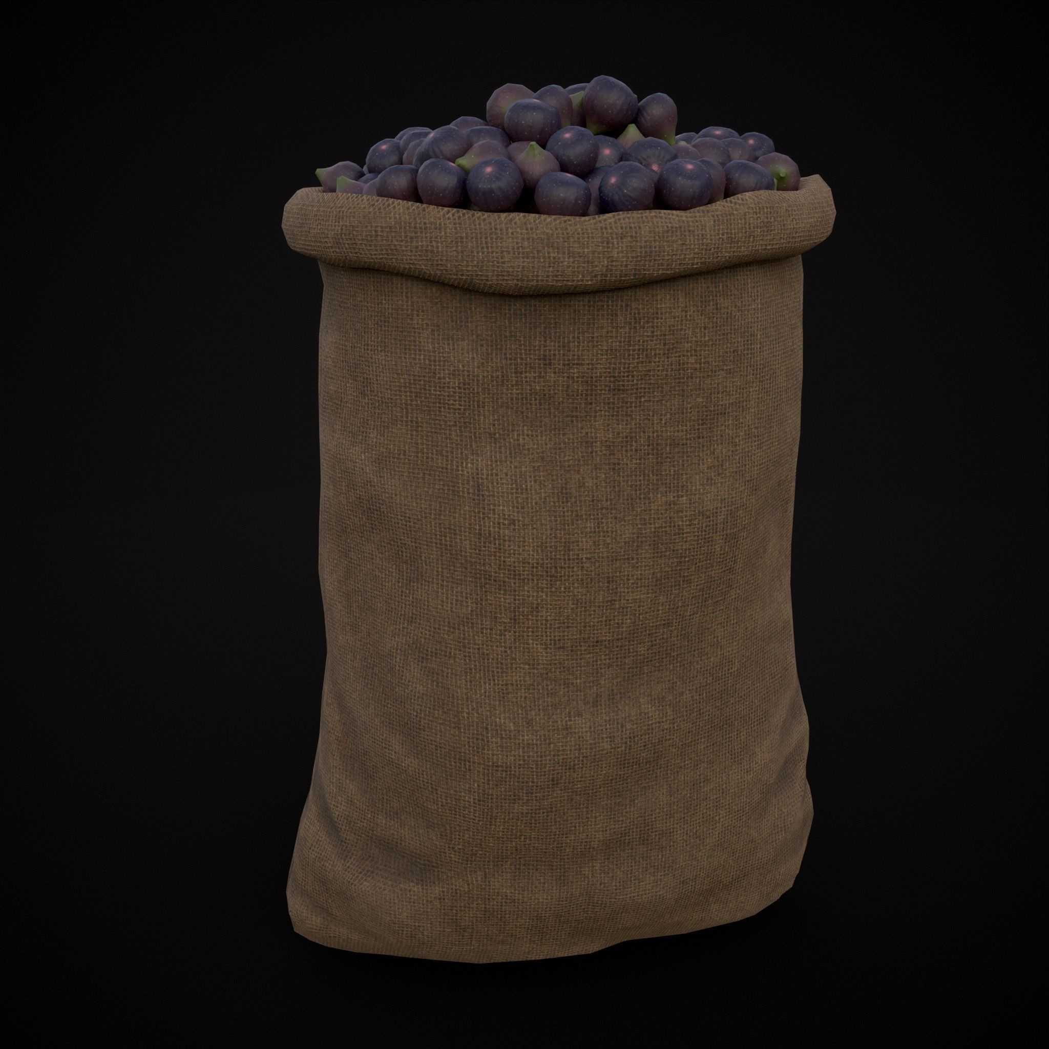 Burlap Sacks of Figs Low-poly 3D model_13