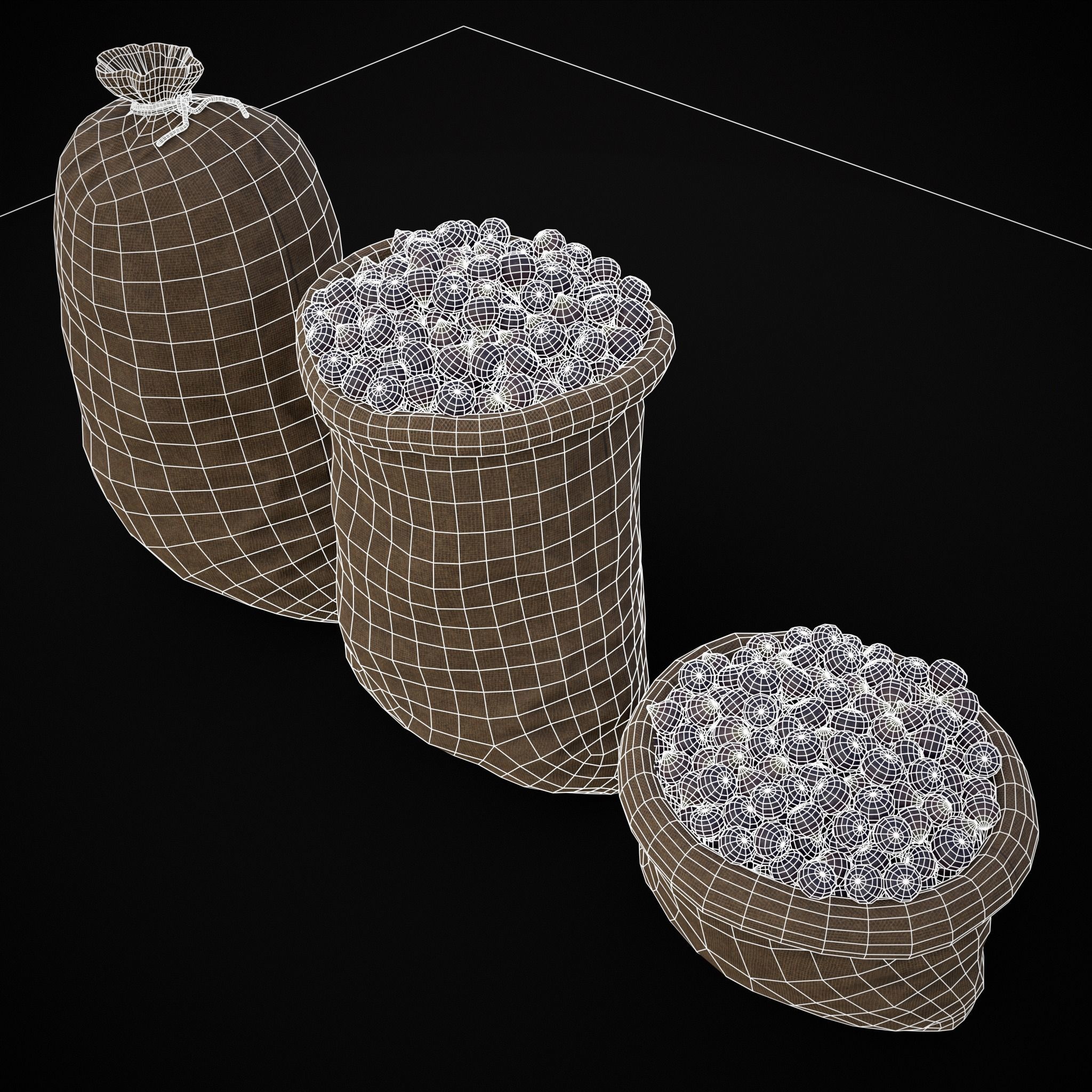 Burlap Sacks of Figs Low-poly 3D model_8