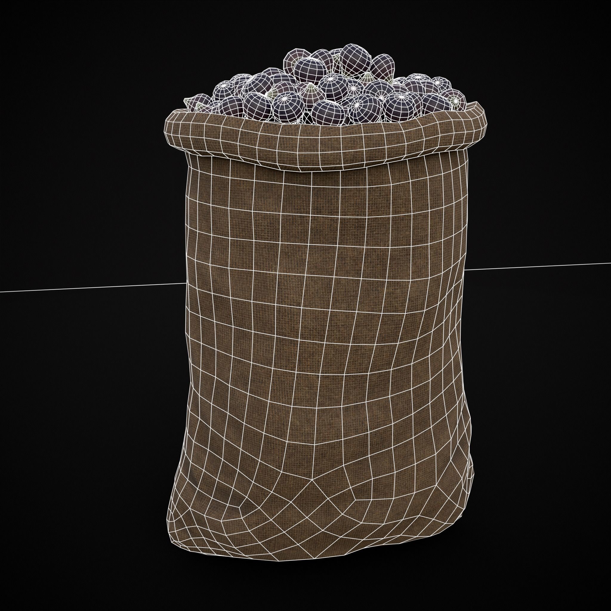 Burlap Sacks of Figs Low-poly 3D model_14