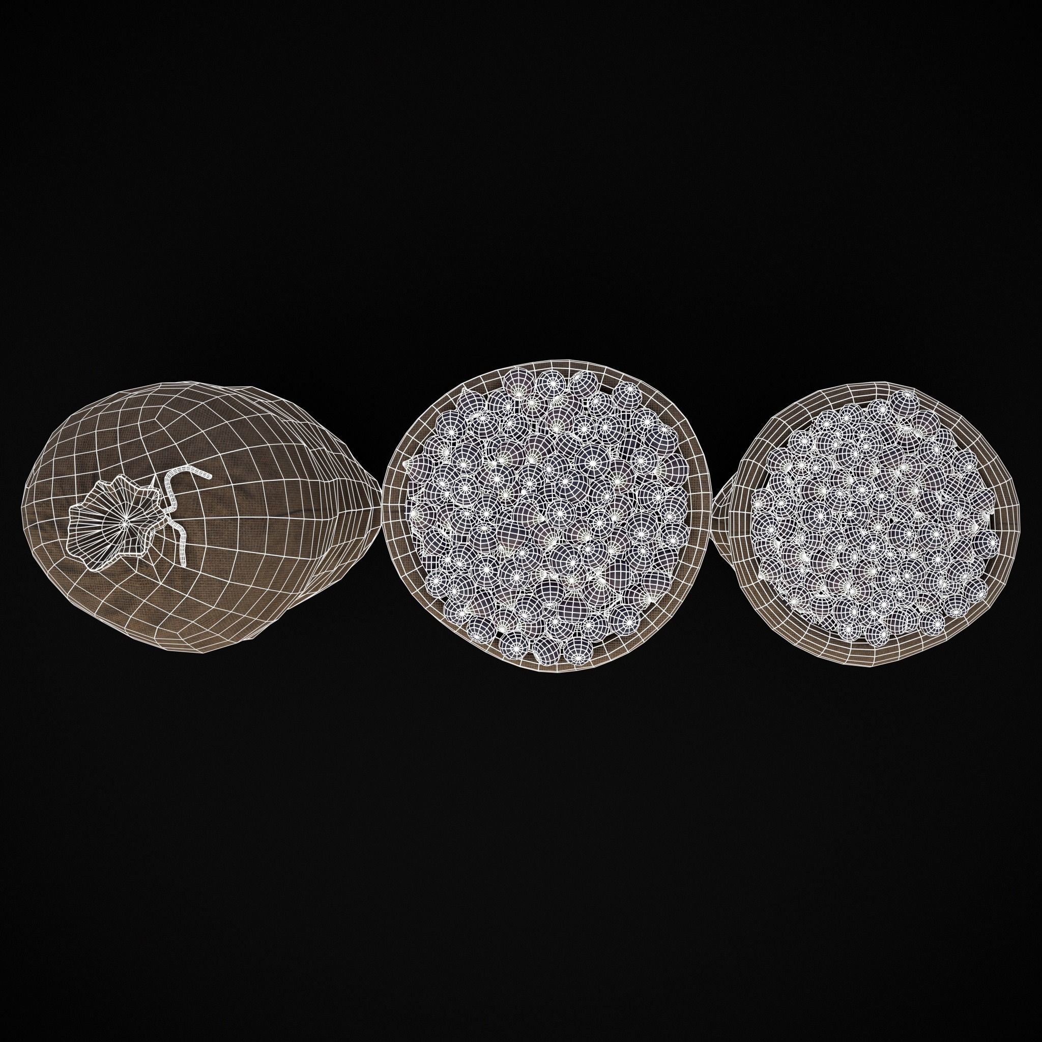 Burlap Sacks of Figs Low-poly 3D model_6