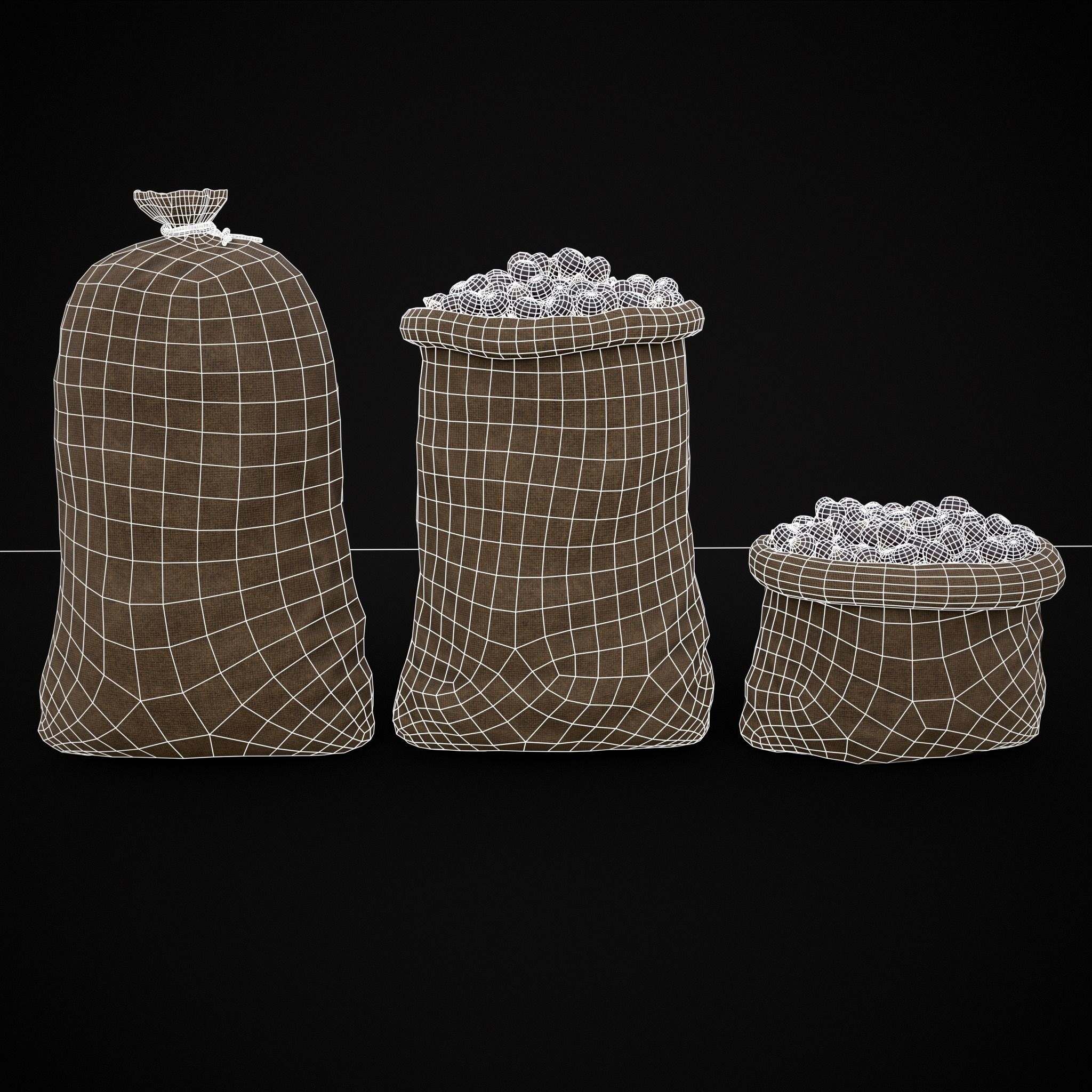 Burlap Sacks of Figs Low-poly 3D model_20