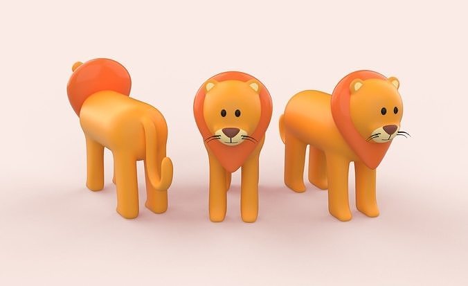 Cartoon Lion Animal Style Cute Low-poly 3D model