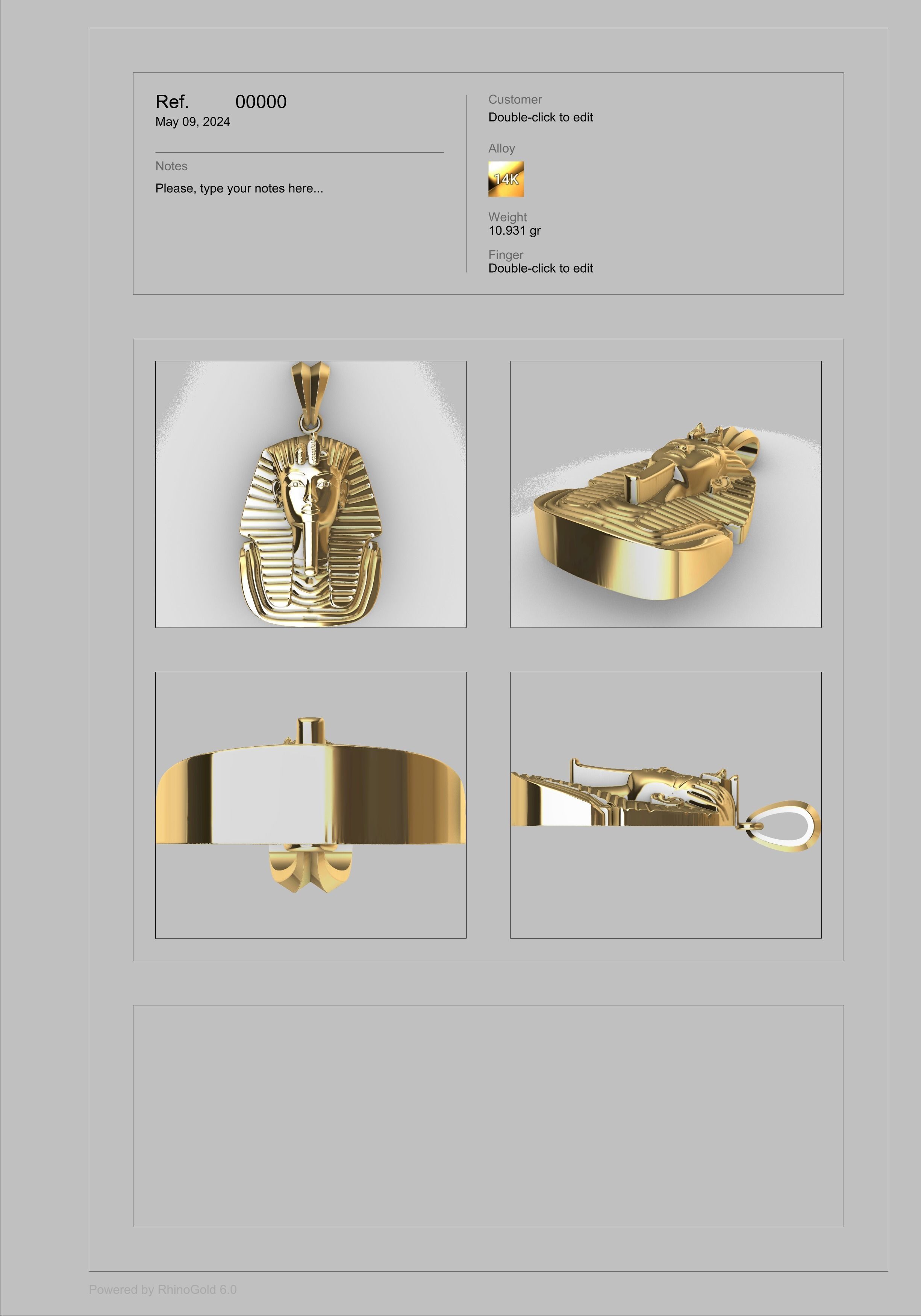 Egypt King Tutankhamun Pendant Necklace Charm Jewelry 3D print model_9