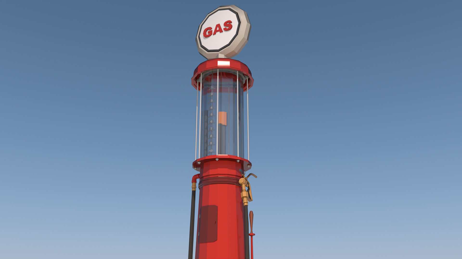 3 Fuel Gas Pump Station - Game Ready Low Poly  Low-poly 3D model_7