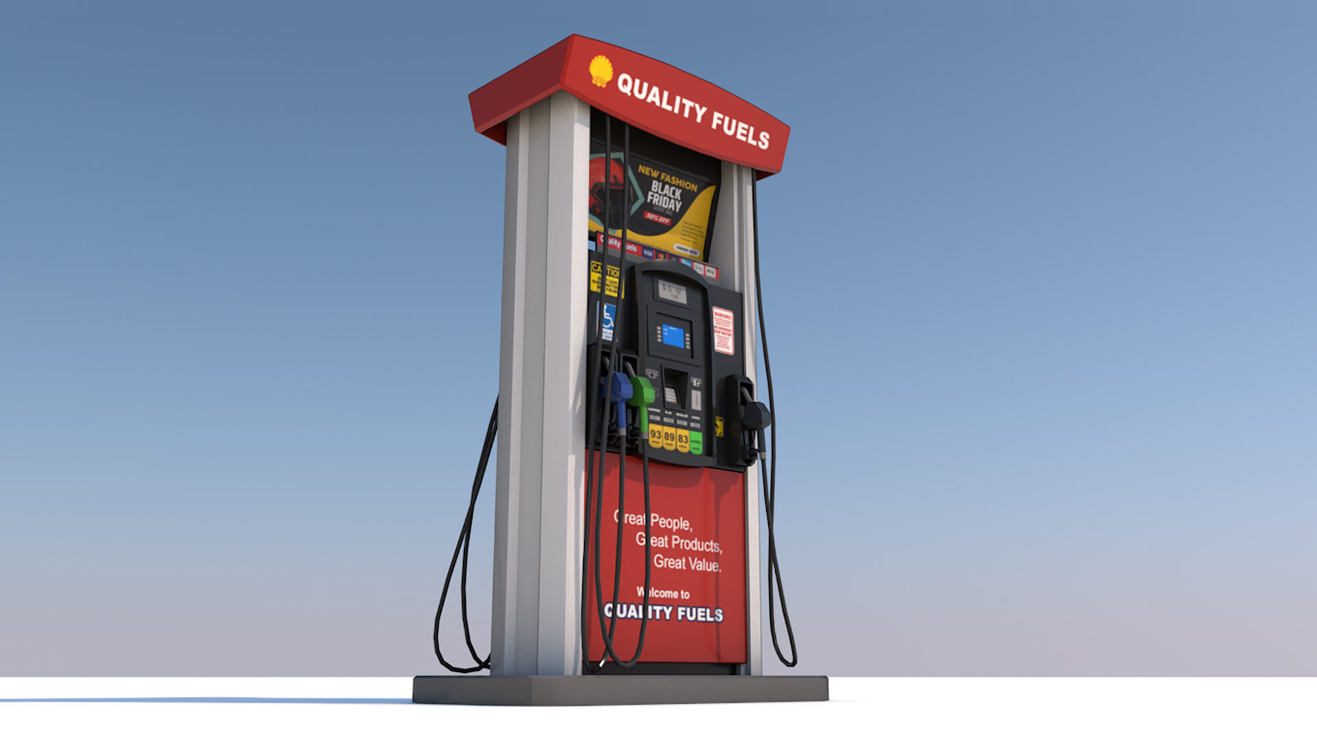 3 Fuel Gas Pump Station - Game Ready Low Poly  Low-poly 3D model_2