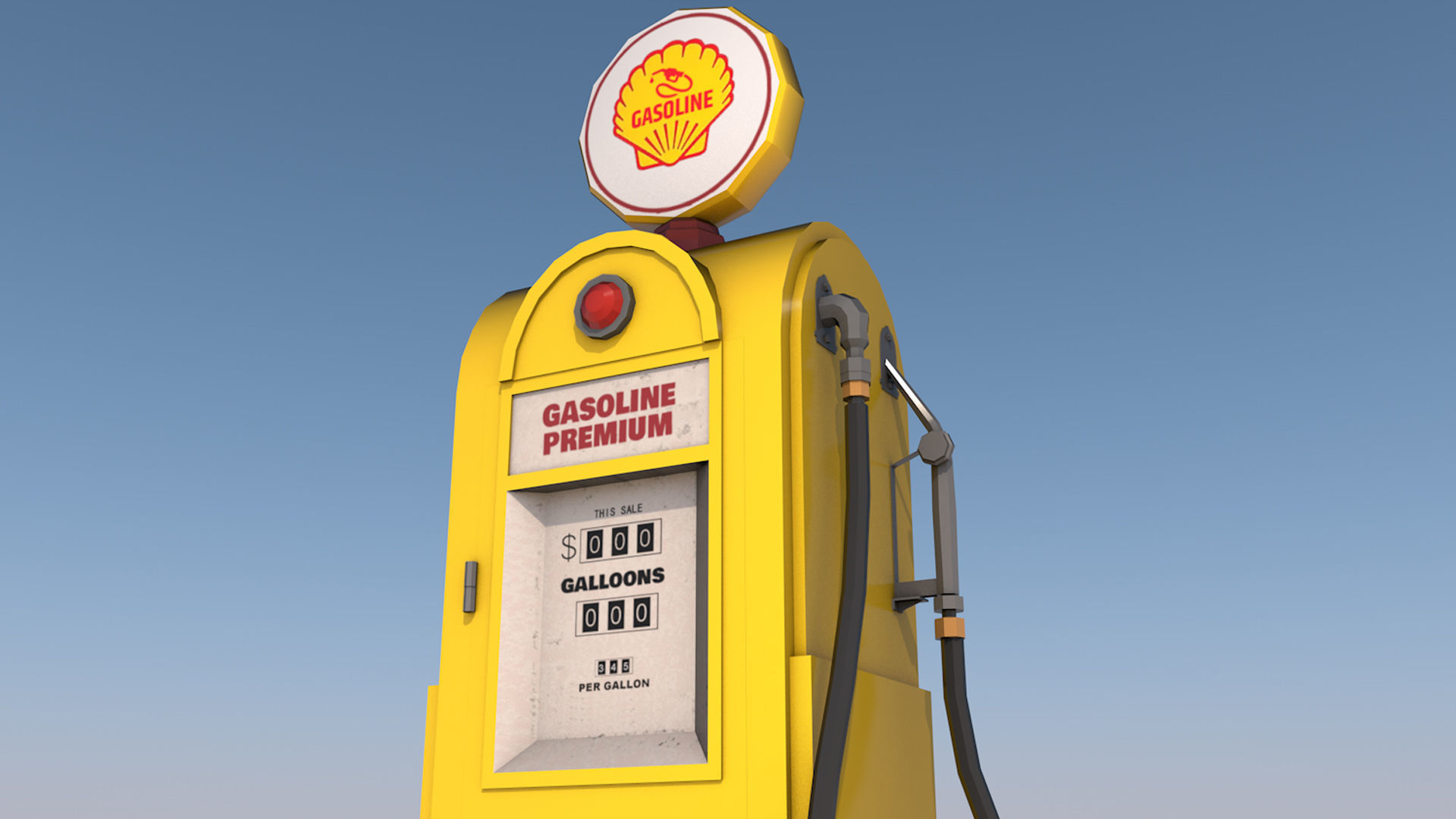 3 Fuel Gas Pump Station - Game Ready Low Poly  Low-poly 3D model_6