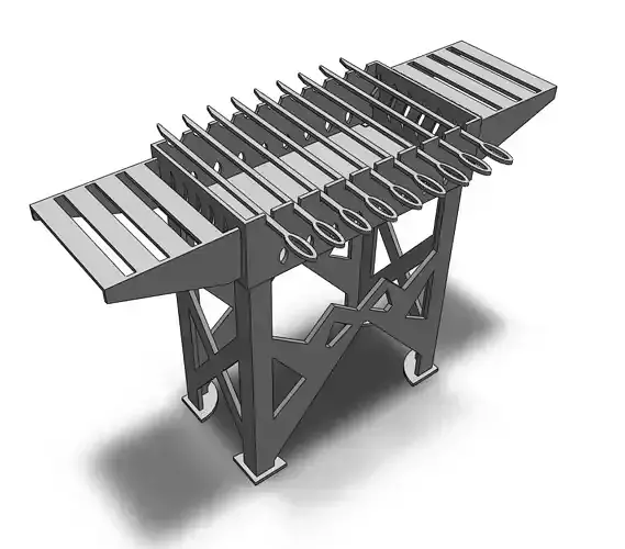 Medium grill for 9 skewers 3D print model