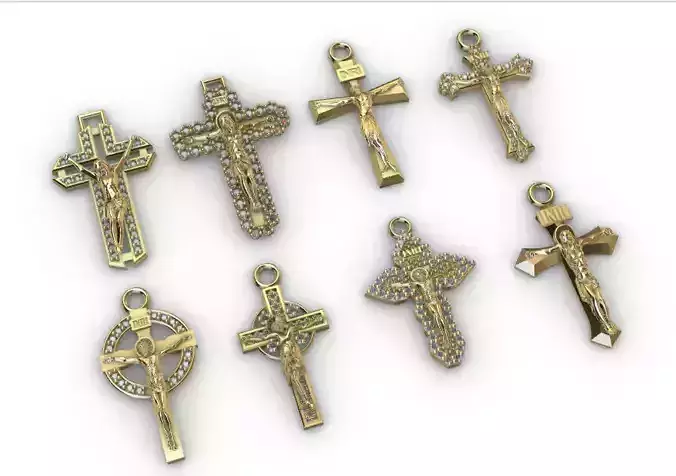 dijes- Colgantes paquete de 8 cristos -v-