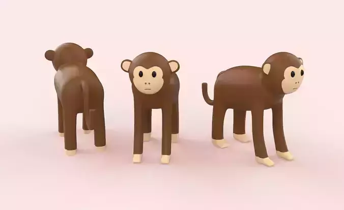 Cartoon Monkey Animal Style Cute Low-poly 3D model