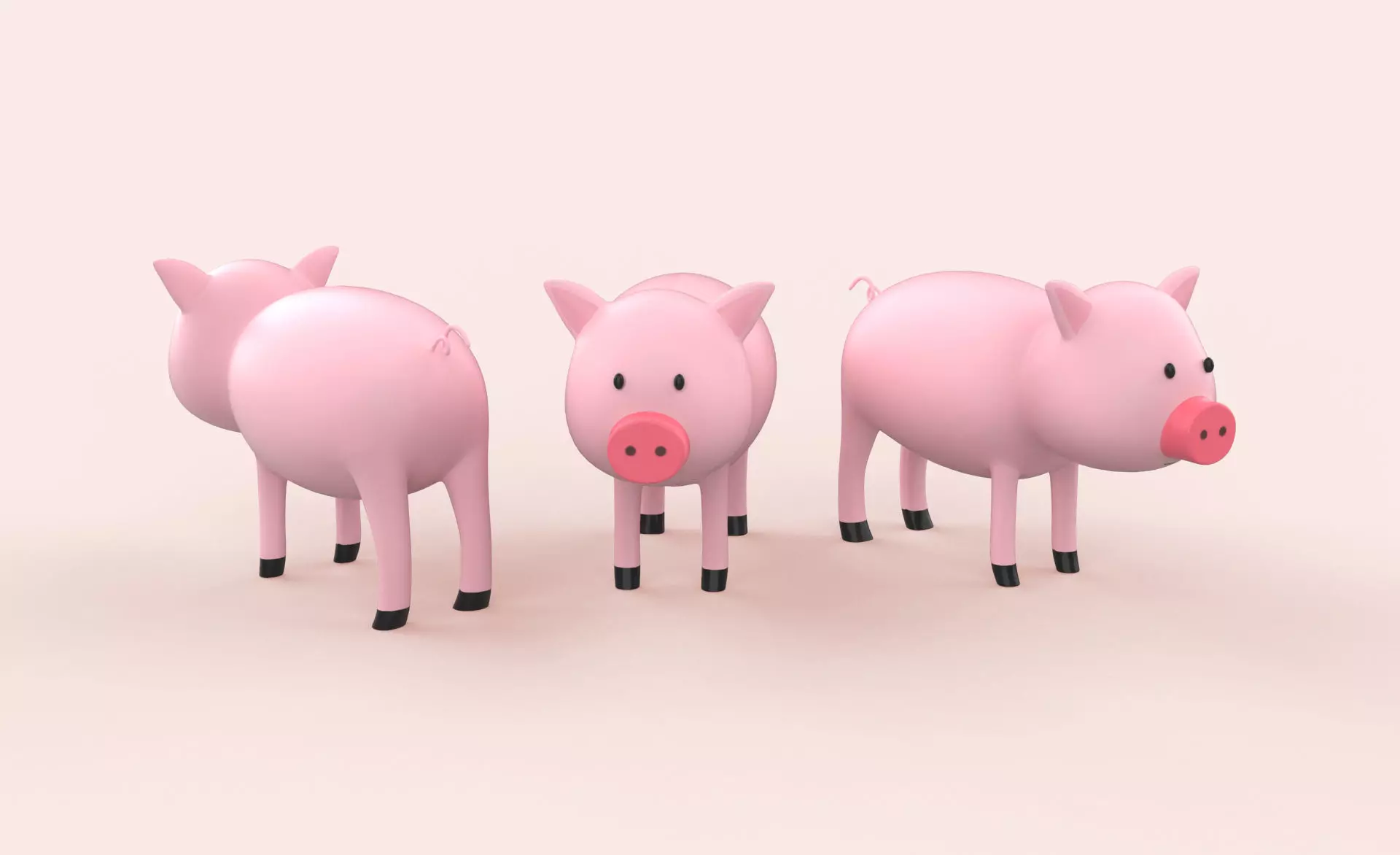 Cartoon Pig Animal Style Cute Low-poly 3D model