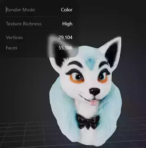Magical Arctic Fox - Fantasy Character Bust - Stylized 3D Model