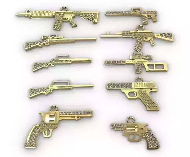 dijes- Colgantes paquete de 10 pistolas -v- 3D print model