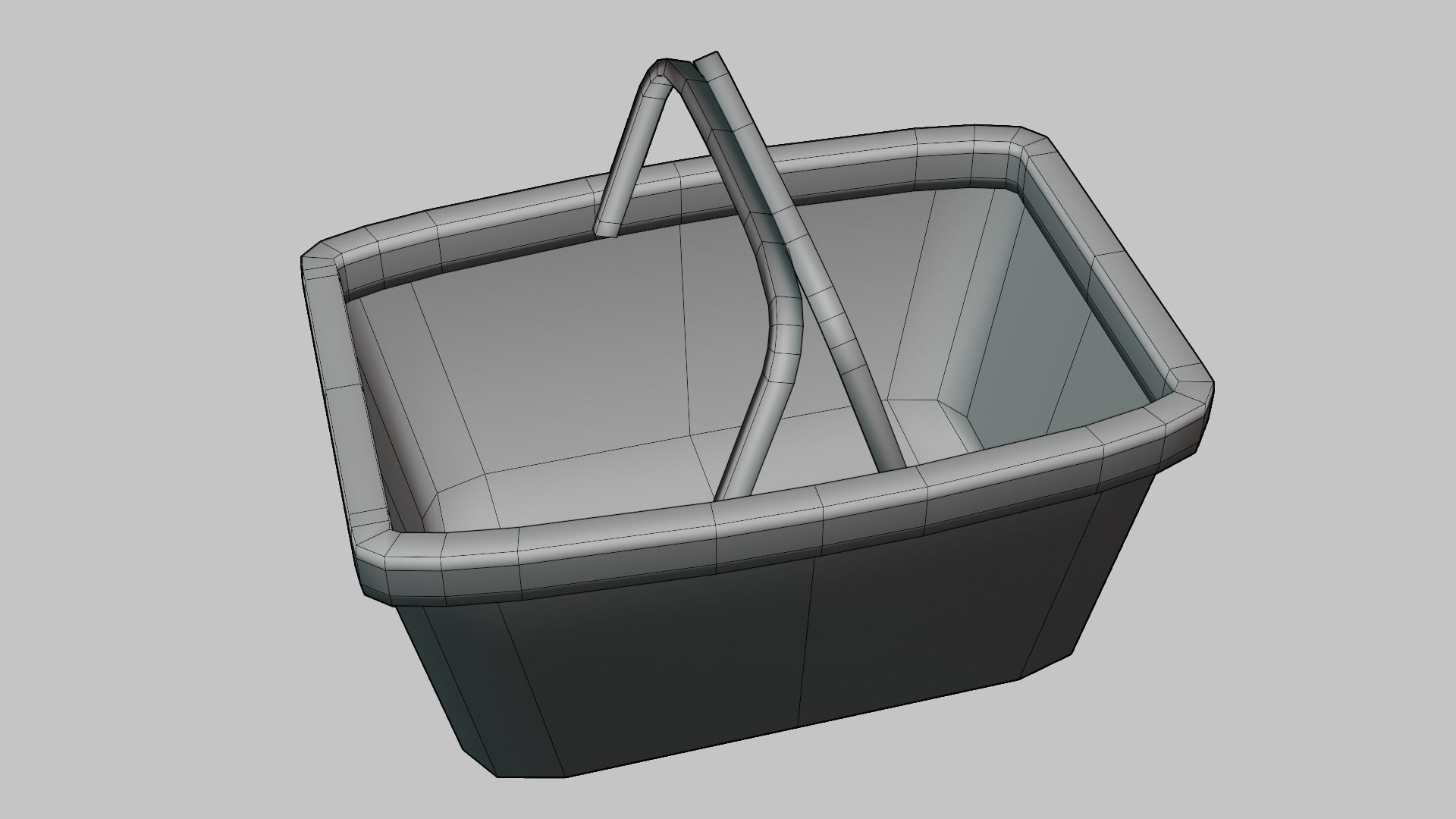 Shopping Cart and Basket Low-poly 3D model_6