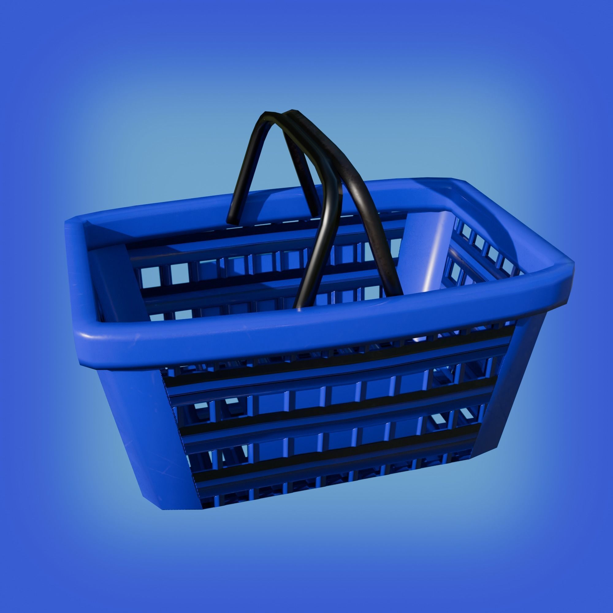 Shopping Cart and Basket Low-poly 3D model_2