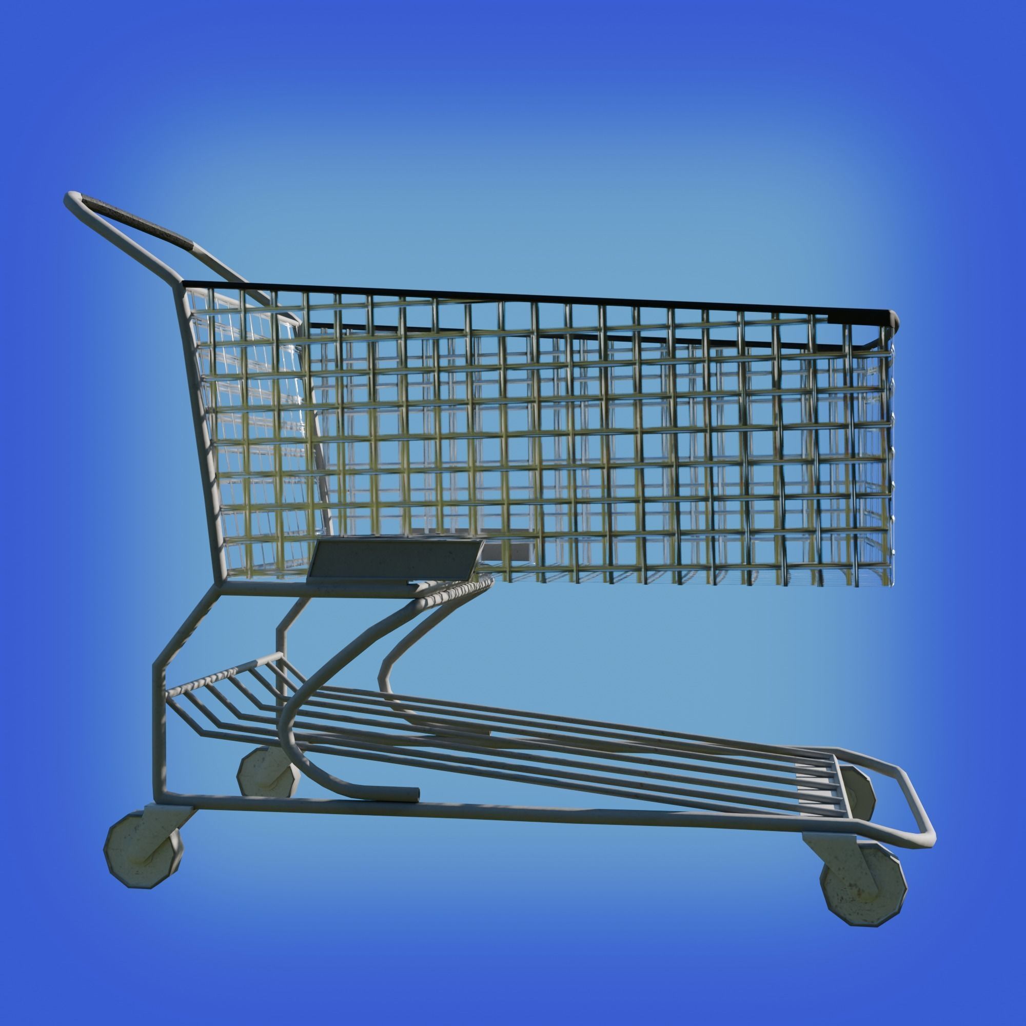 Shopping Cart and Basket Low-poly 3D model_4