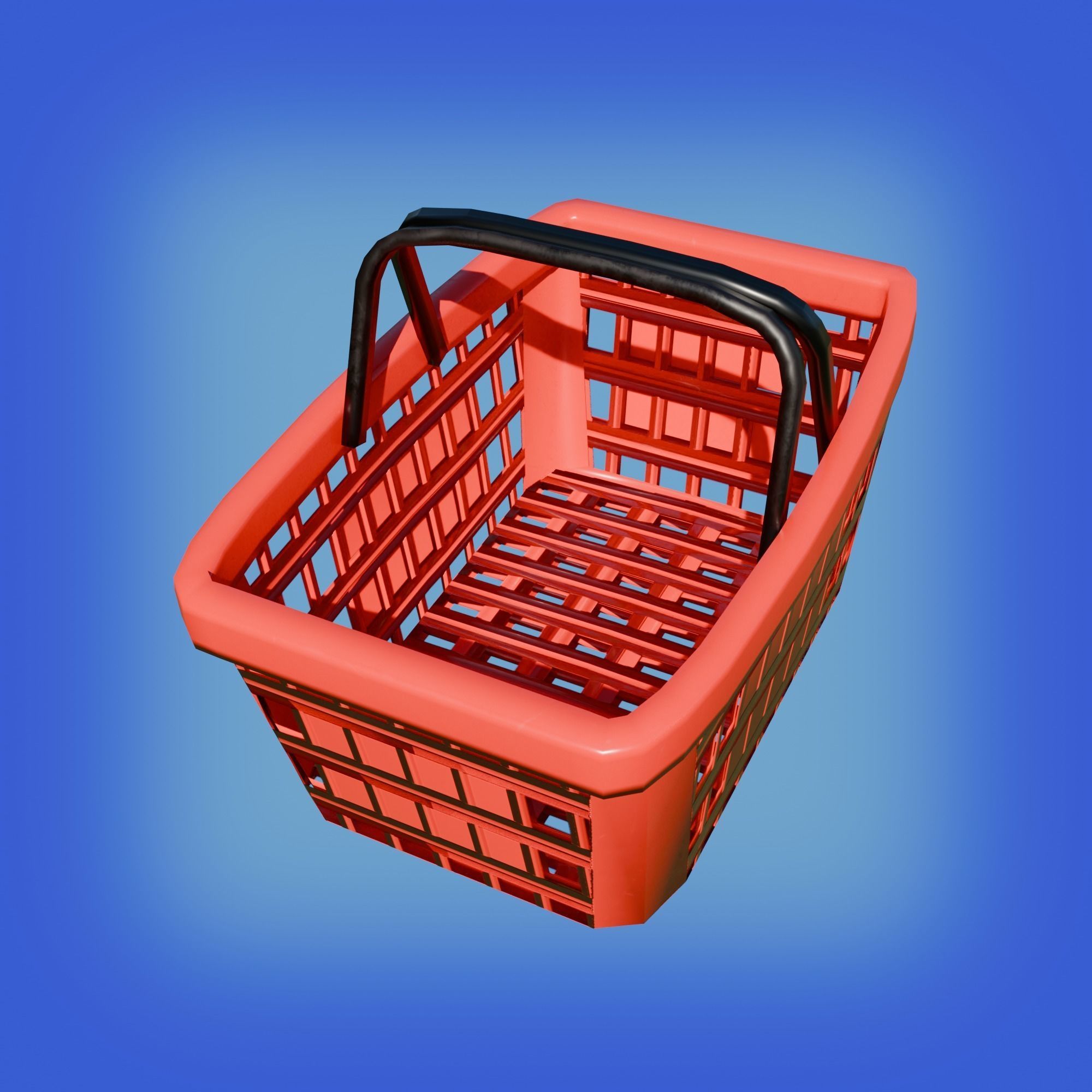 Shopping Cart and Basket Low-poly 3D model_3