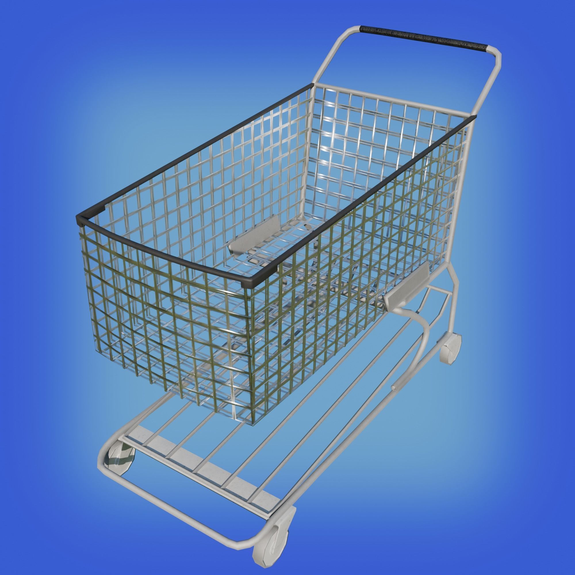 Shopping Cart and Basket Low-poly 3D model_1