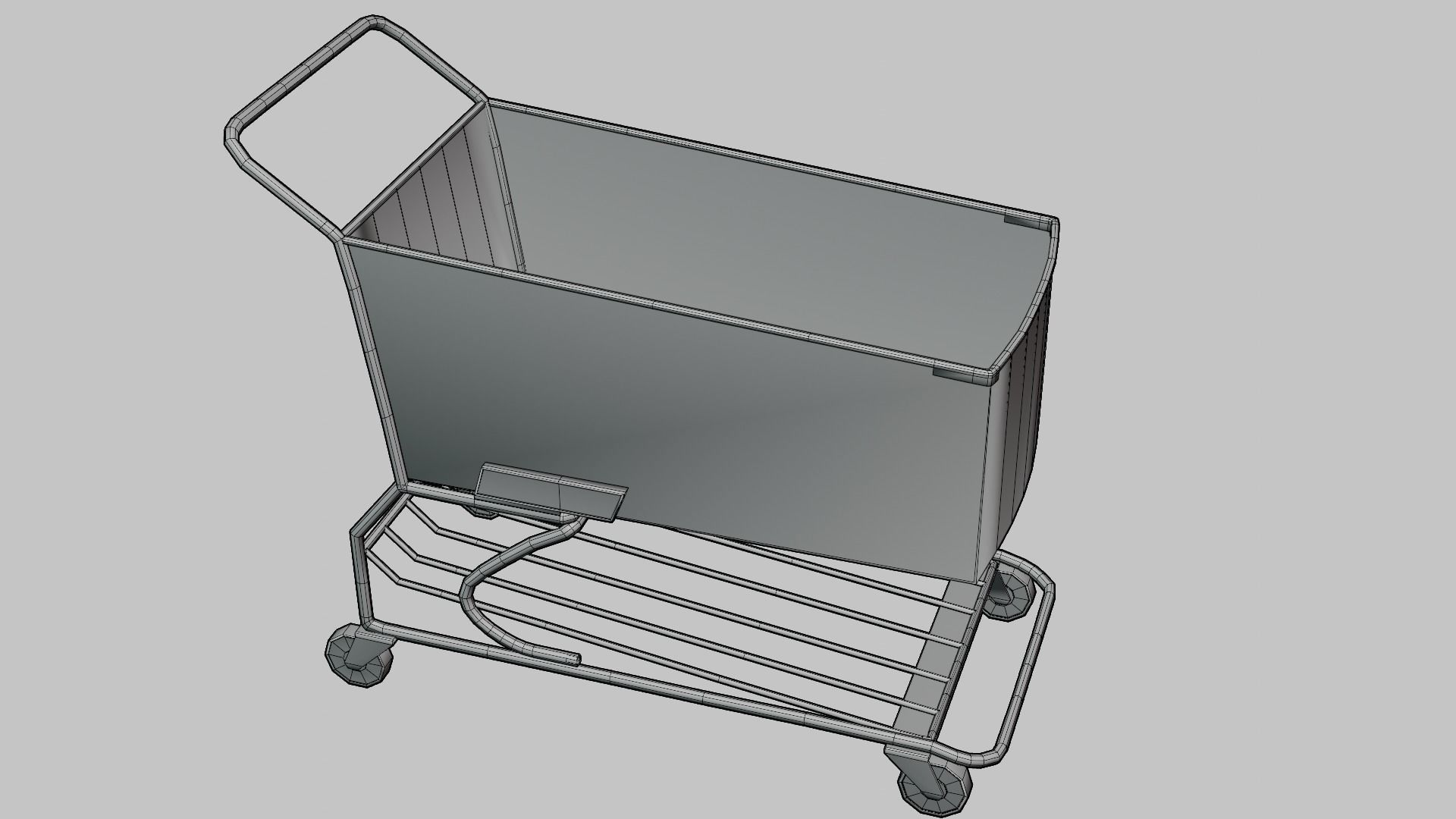 Shopping Cart and Basket Low-poly 3D model_7
