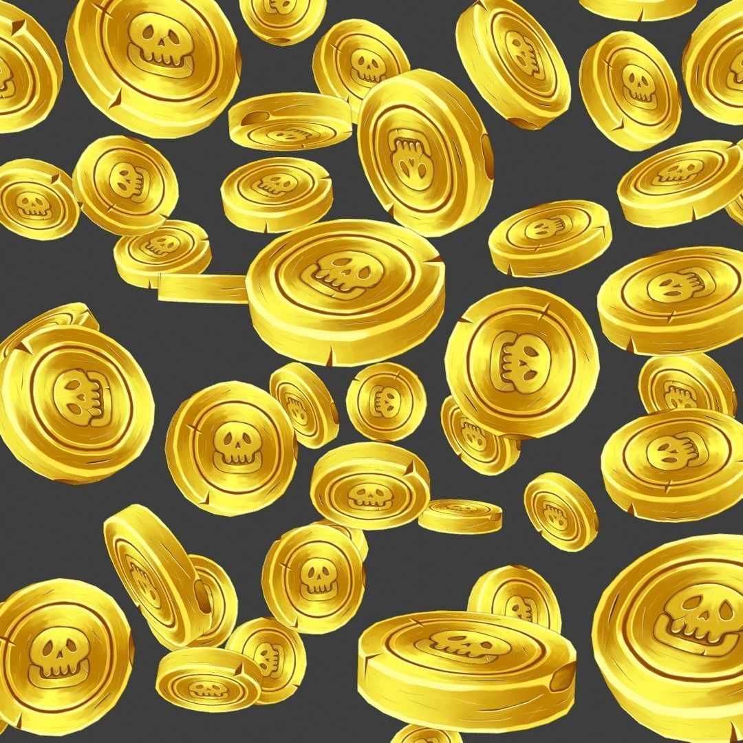 Stylized hand-painted coin Low-poly 3D model_3