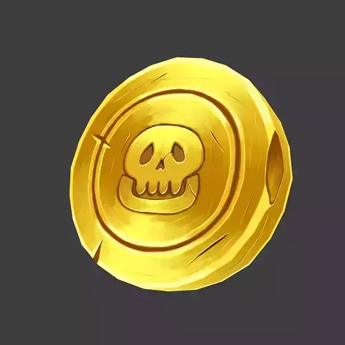 Stylized hand-painted coin