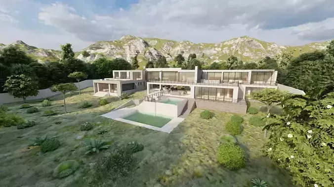 Casa Scene-villa-modern house 3D model
