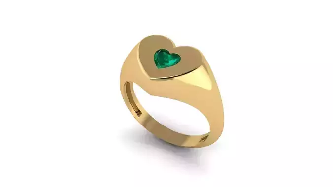 Heart Gem 5x5 mm Signet Pinky Ring