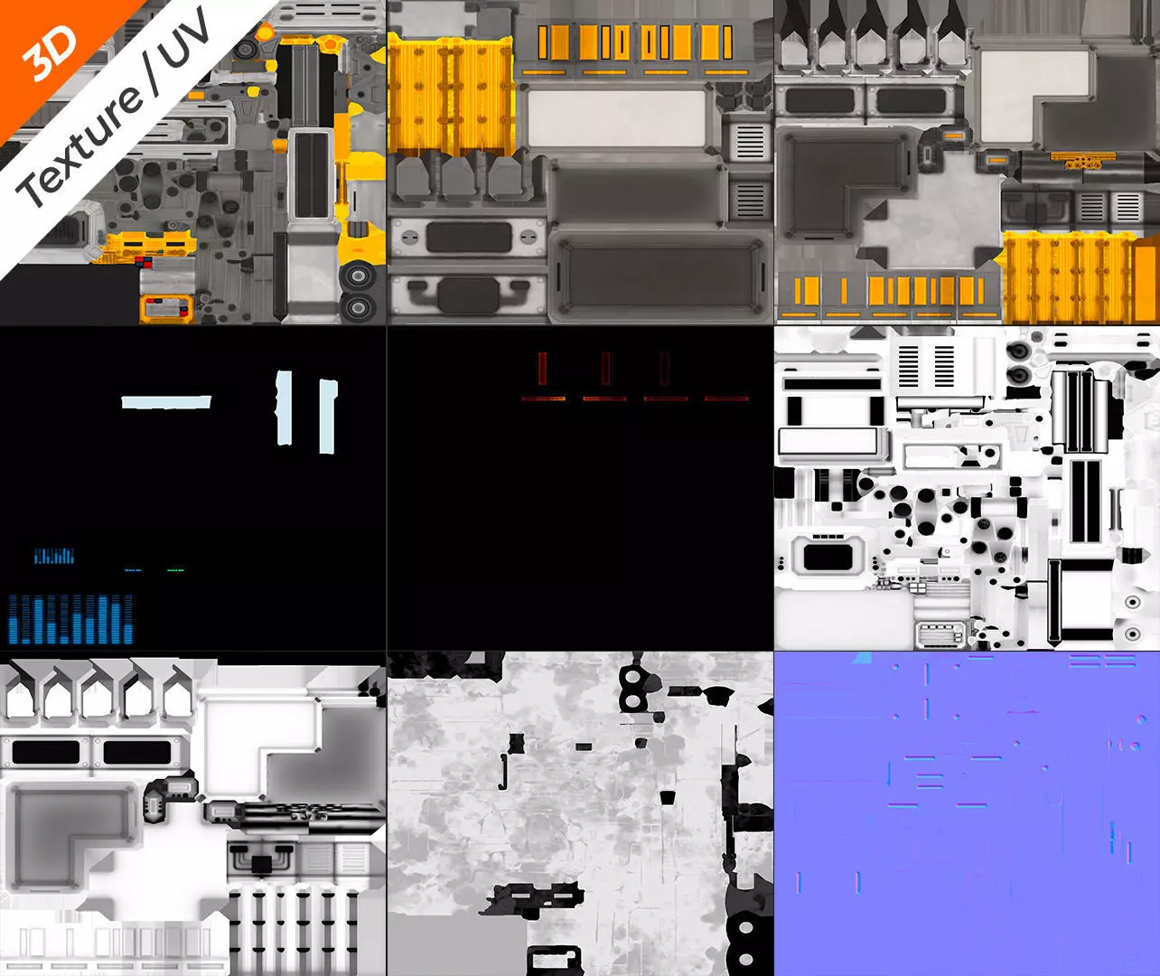 SCI-FI Shelving Low-poly 3D model_14