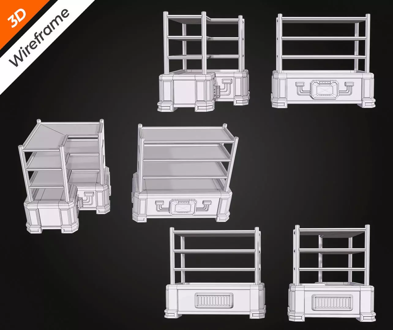 SCI-FI Shelving Low-poly 3D model_13