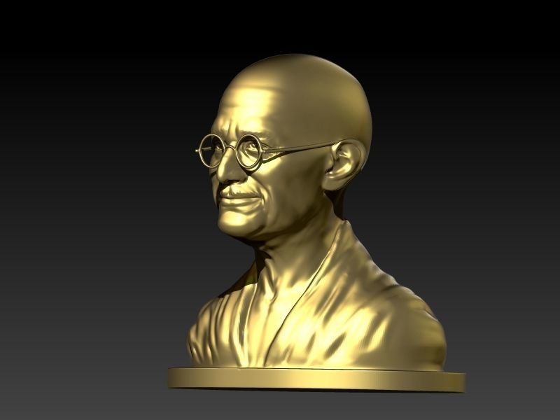 Mahatma Mohan Das Karam Chand Gandhi Statue Sculpture  3D print model_9
