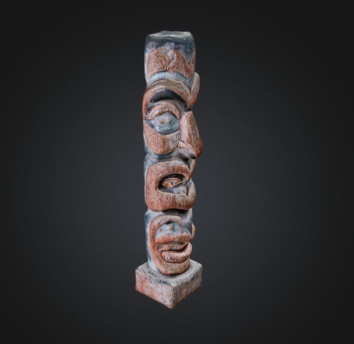 Photorealistic Totem Pole - Low-poly 3D Model Low-poly 3D model_2