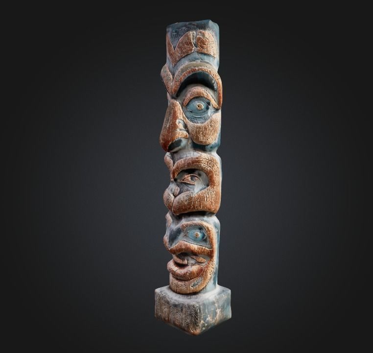 Photorealistic Totem Pole - Low-poly 3D Model Low-poly 3D model_3