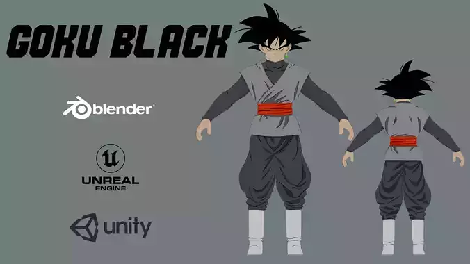 BLACK GOKU - Dragon Ball - Game ready 3D model Low-poly 3D model Low-poly 3D model