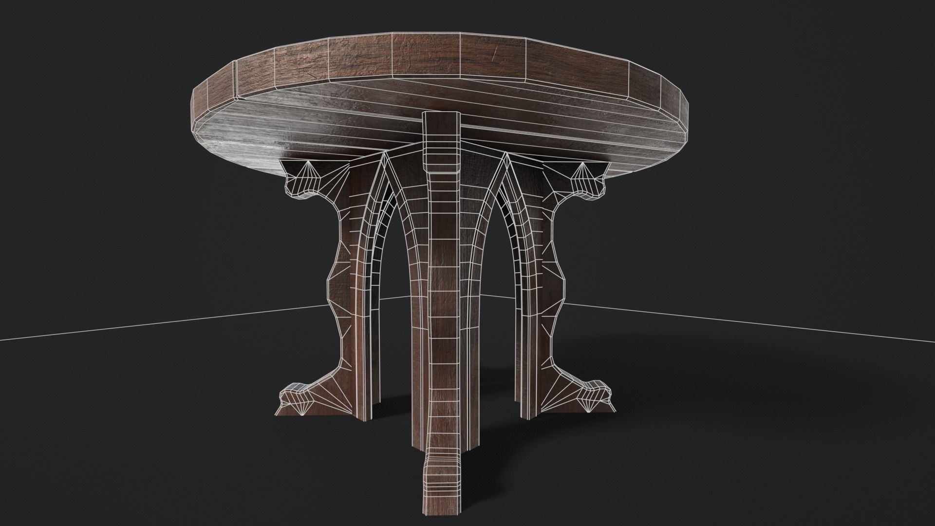 Gothic Church Table  Low-poly 3D model_5