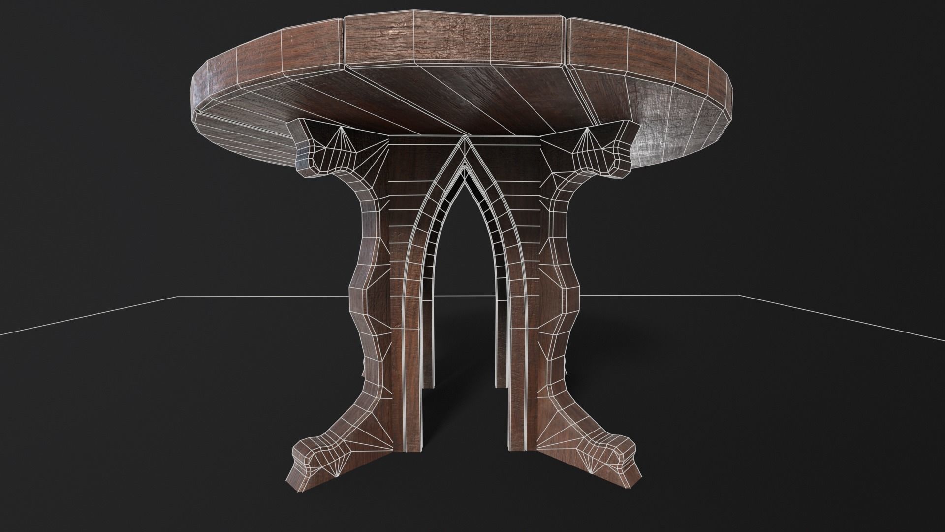 Gothic Church Table  Low-poly 3D model_3