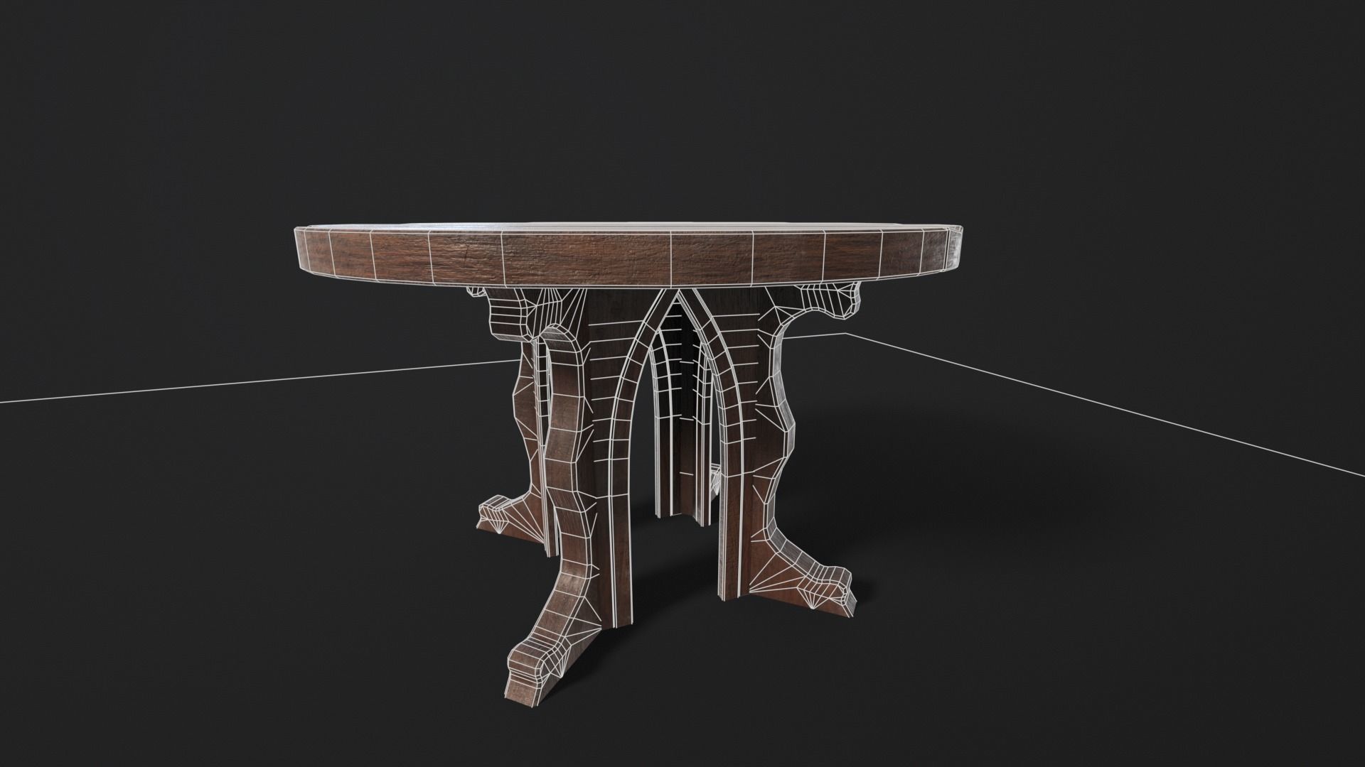 Gothic Church Table  Low-poly 3D model_11